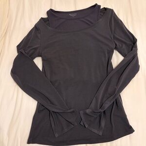 Athleta Long Sleeve Top with Built In Ribbed Tank Top, Size Small, Purple/Grey